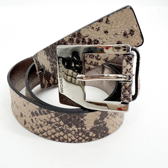 Michael Kors Metallic Animal Print Leather Belt with Silver Buckle, Size Large - Picture 11 of 11
